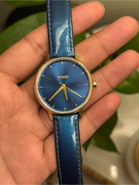 Nixon The Kensington Blue Dial Watch with Gold Accents